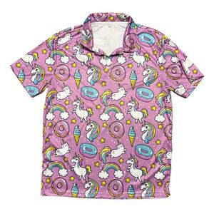 Men’s Unicorn & Donut Performance Polo - Kidcore / Dopamine Dressing Golf Polo